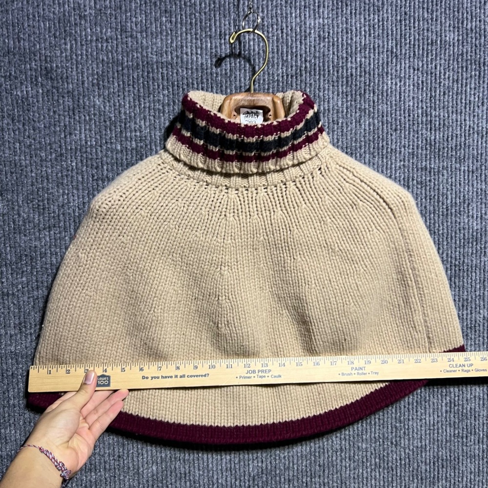 Vintage Burberry Poncho Women OS Beige Lambswool Turtleneck Cape Made in England - Picture 3 of 8